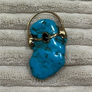 14kt Gold Turquoise and Onyx Pendant